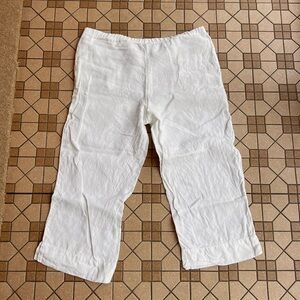 J. Jill Crisp White Linen Ankle Trousers petite medium